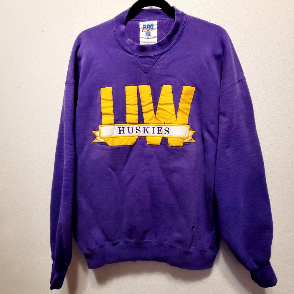 Vintage 90's University of Washington Huskies Embroidered Sweatshirt -Size XXL